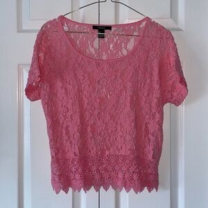 Sheer Floral Lace Crop Top